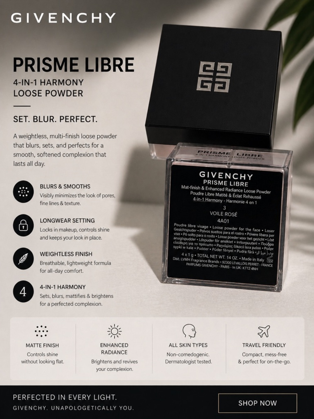 Givenchy Black and Clear Prisme Libre Loose Powder Case